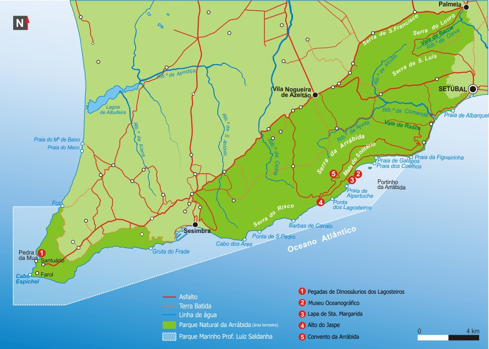 Mapa do Parque Natural da Serra da Arrábida