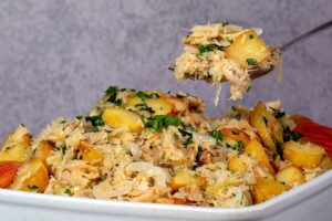 Bacalhau à Brás no forno