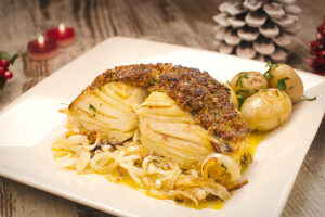 Bacalhau com broa no forno