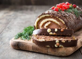 Tronco de Natal com amêndoas