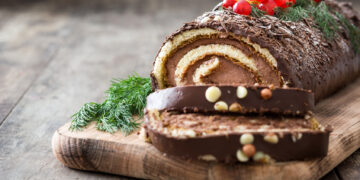 Tronco de Natal com amêndoas