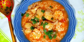 Arroz de tamboril com gambas
