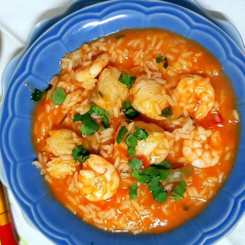 Arroz de tamboril com gambas