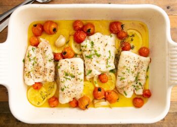 Lombos de pescada no forno