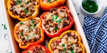 Pimentos recheados com carne picada