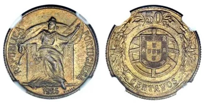 Moeda 50 centavos de 1925 (bronze-alumínio)