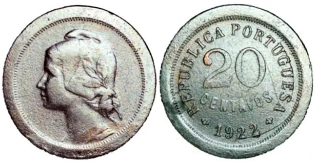 Moeda 20 centavos de 1922 (mm)