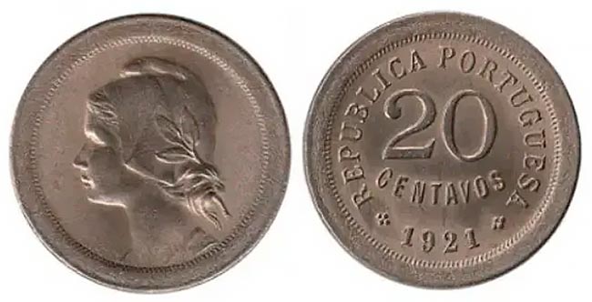 Moeda 20 centavos de 1921 (mm)