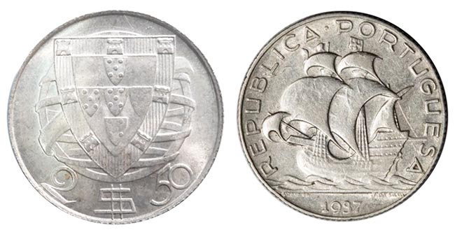 Moeda 2,50 escudos de 1937 (prata)