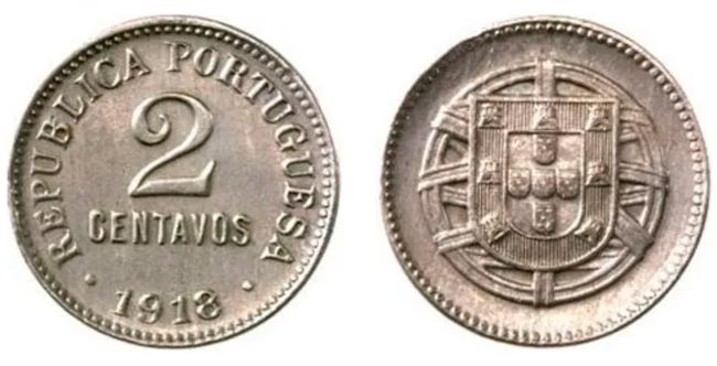 Moeda 2 centavos de 1918 (ferro)