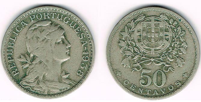 Moeda 50 centavos de 1938 (alpaca)