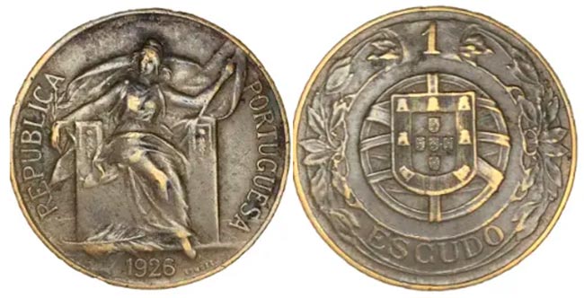Moeda 1 escudo de 1926 (bronze – alumínio)