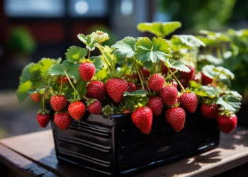 Morangos em vasos