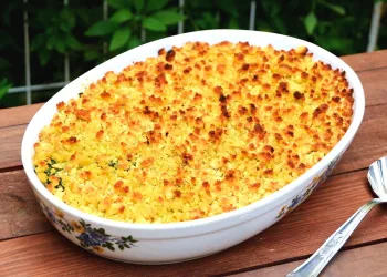 Bacalhau com broa no forno