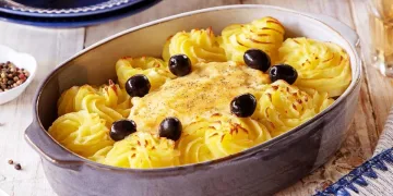 Bacalhau no forno com puré