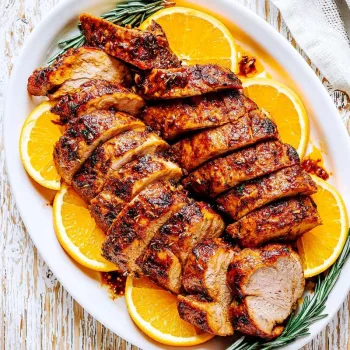 Lombo de porco no forno com laranja
