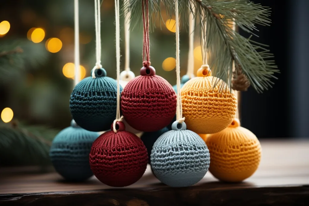 Bolas de Natal com lã