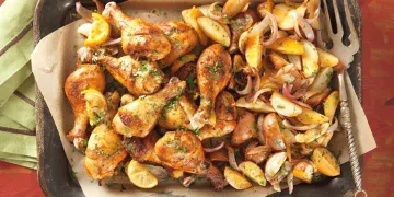 Pernas de frango no forno com batatas