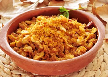 Migas de bacalhau à Alentejana