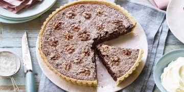 Tarte de noz e chocolate