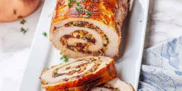 Lombo de porco recheado com bacon