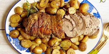 Borrego assado no forno com batatinhas