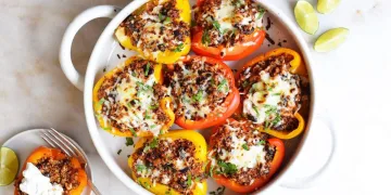 Pimentos recheados com carne picada