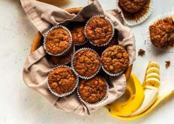 Muffins de banana e aveia