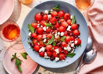 Salada de melancia e queijo feta