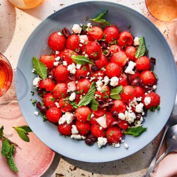 Salada de melancia e queijo feta