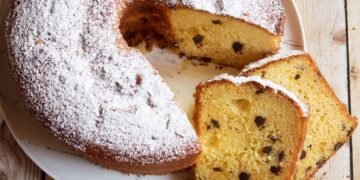Bolo de iogurte com pepitas de chocolate