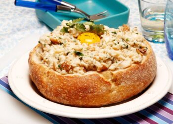 Açorda de bacalhau com camarão