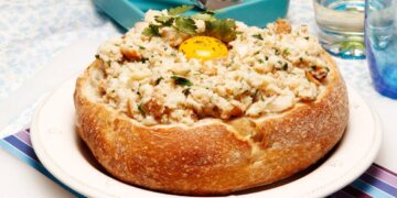 Açorda de bacalhau com camarão