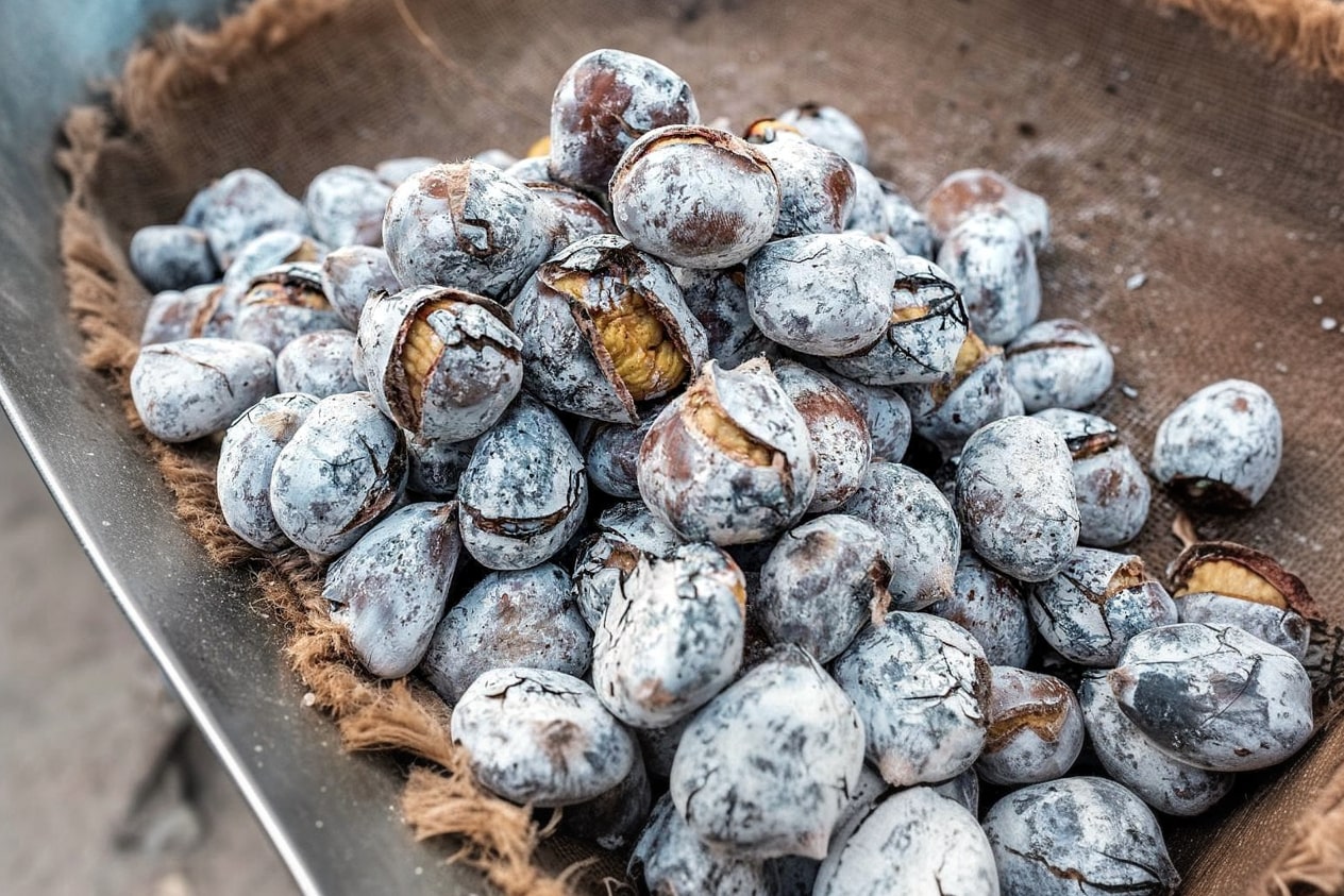 Castanhas assadas no forno