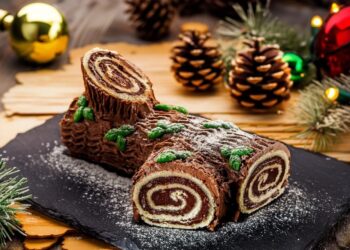 Tronco de Natal com amêndoas