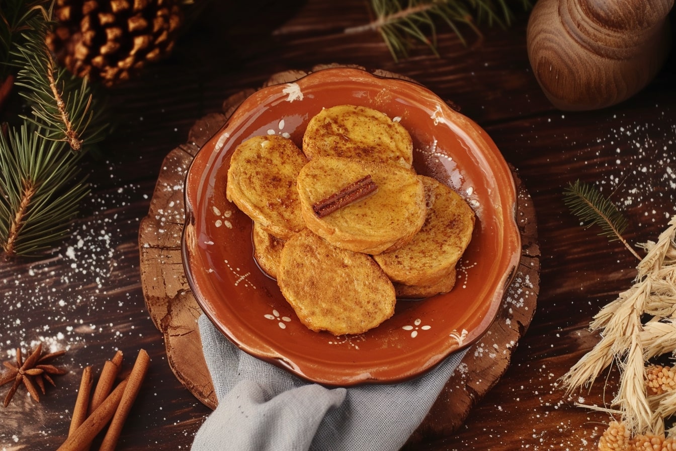 Rabanadas com calda de açúcar