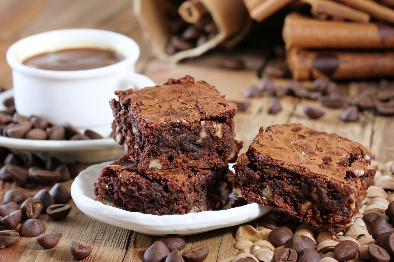 Brownies de chocolate e café