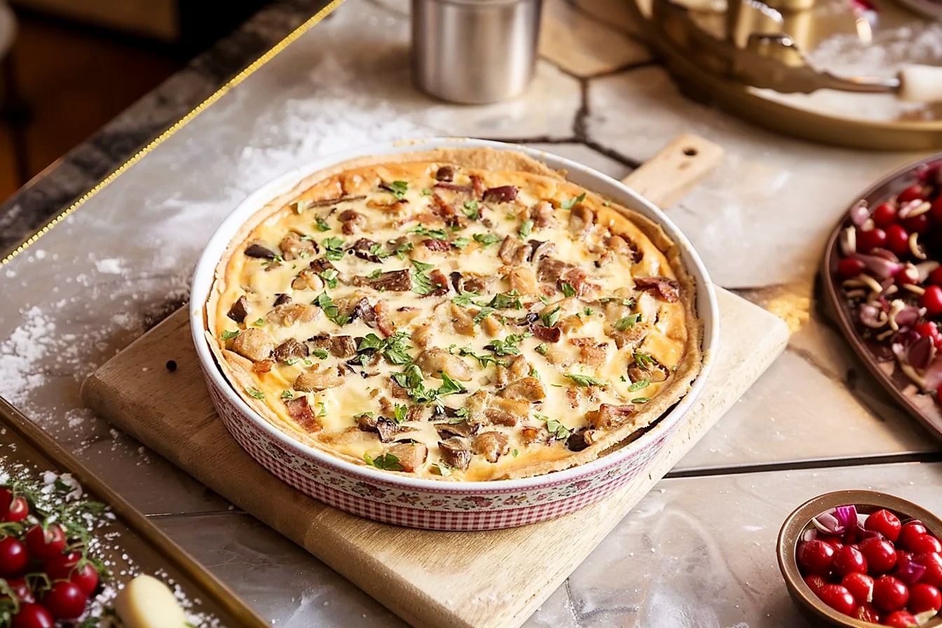 Tarte de frango e cogumelos