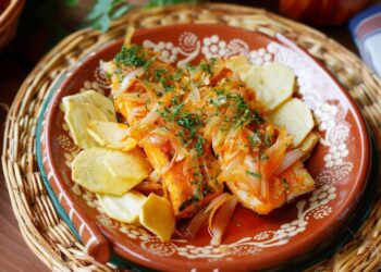 Bacalhau no forno com cebolada