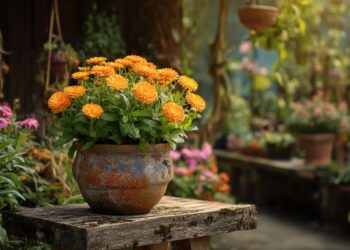 plantas com flores cor de laranja