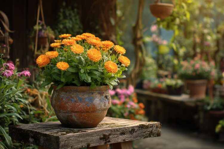 plantas com flores cor de laranja