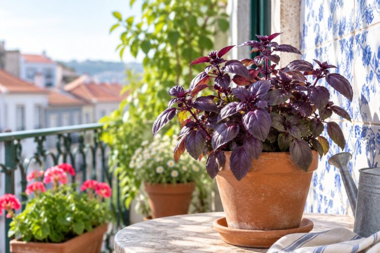 Manjericão roxo: a planta aromática que afasta mosquitos e transforma a varanda num jardim de borboletas
