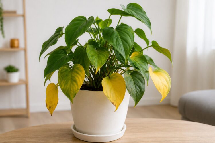 Porque as folhas das plantas de interior ficam amarelas