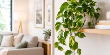 Plantas pendentes ideais para prateleiras e estantes