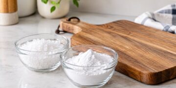 Bicarbonato e sal grosso: o esfoliante caseiro que salva tábuas de madeira manchadas