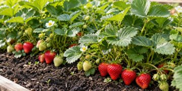 Plantar morangueiros no outono: a profundidade da coroa que decide se a planta vinga