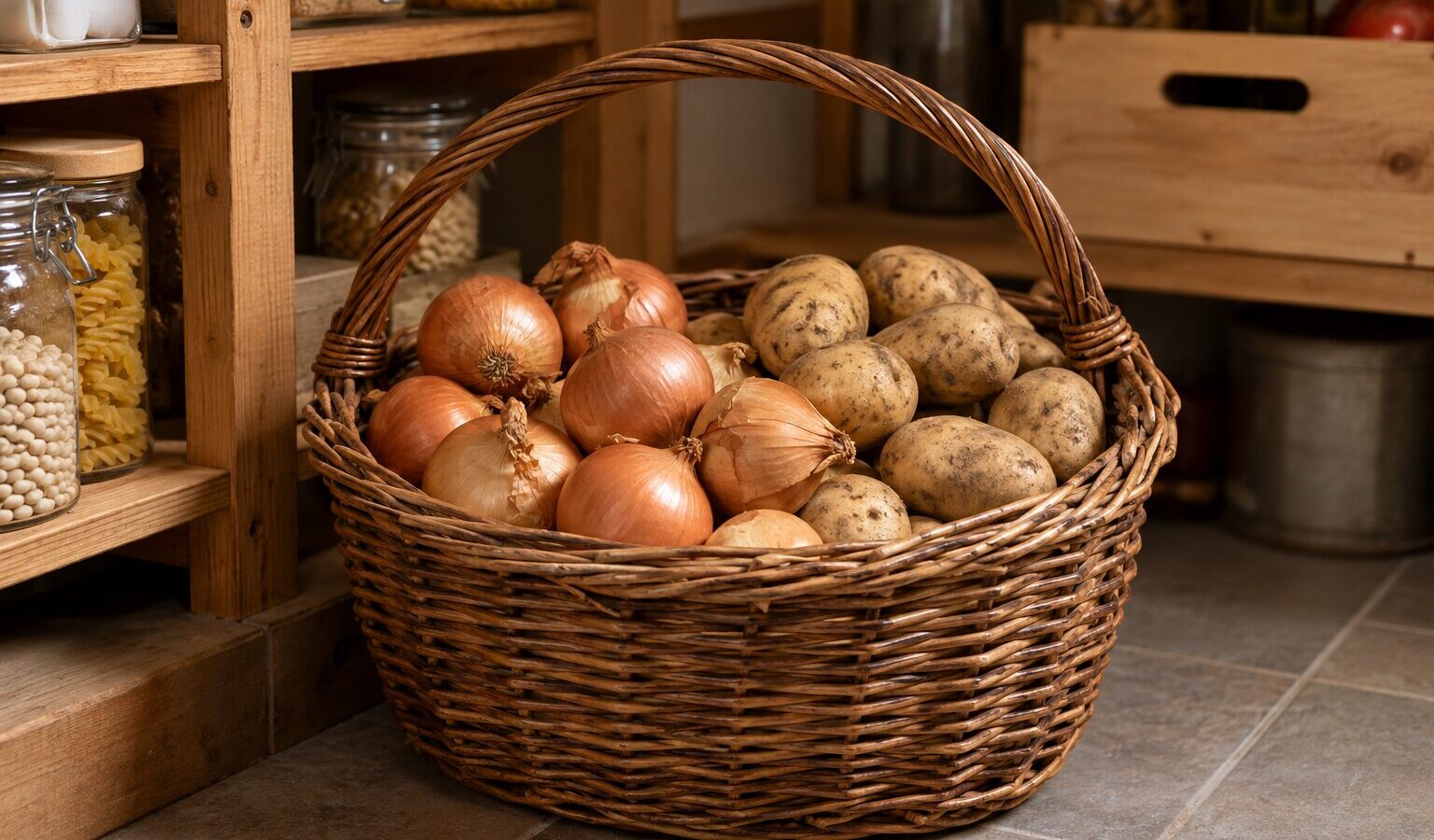 Cebolas e batatas no mesmo cesto: porque convém separá-las e onde guardar cada uma