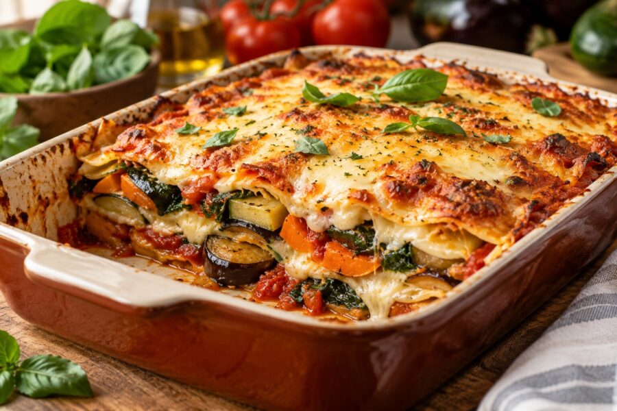 Lasanha de legumes: saltear a courgette e a beringela antes para a lasanha não ficar aguada