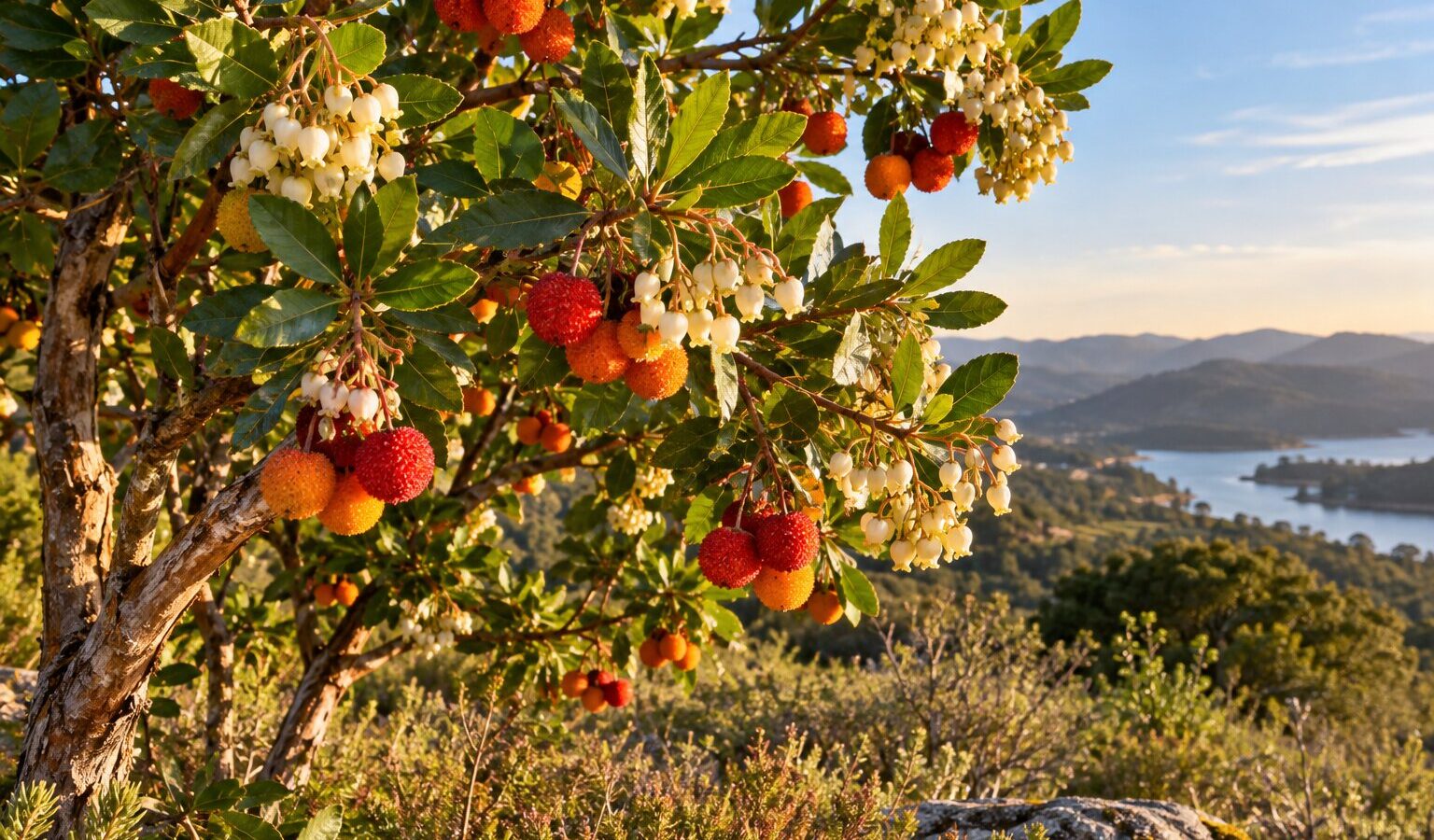 Medronheiro no outono: porque tem flores e frutos ao mesmo tempo e quando amadurecem os medronhos