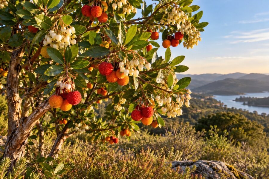 Medronheiro no outono: porque tem flores e frutos ao mesmo tempo e quando amadurecem os medronhos
